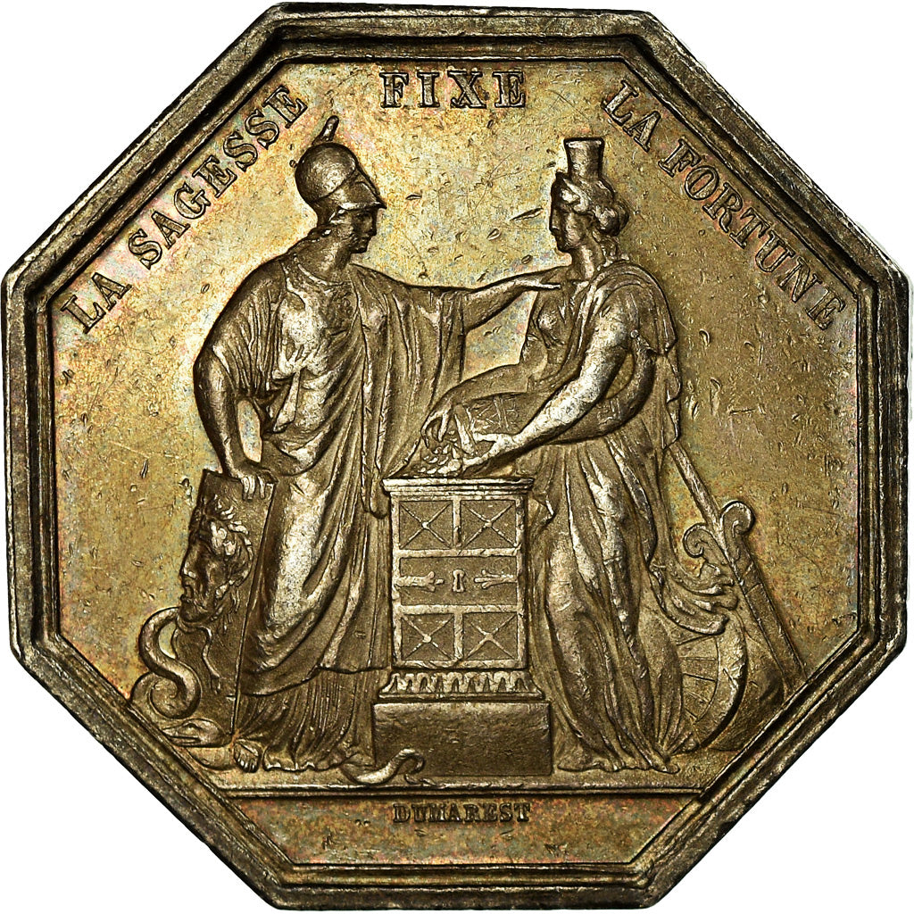 Francia, medalla, Banque de France, An VIII, Dumarest, MBC+, Plata