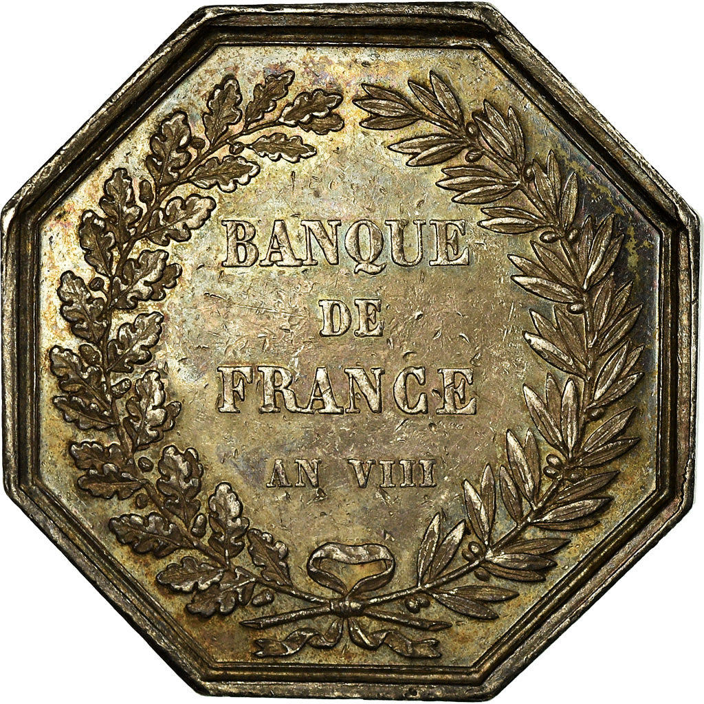 Francia, medalla, Banque de France, An VIII, Dumarest, MBC+, Plata
