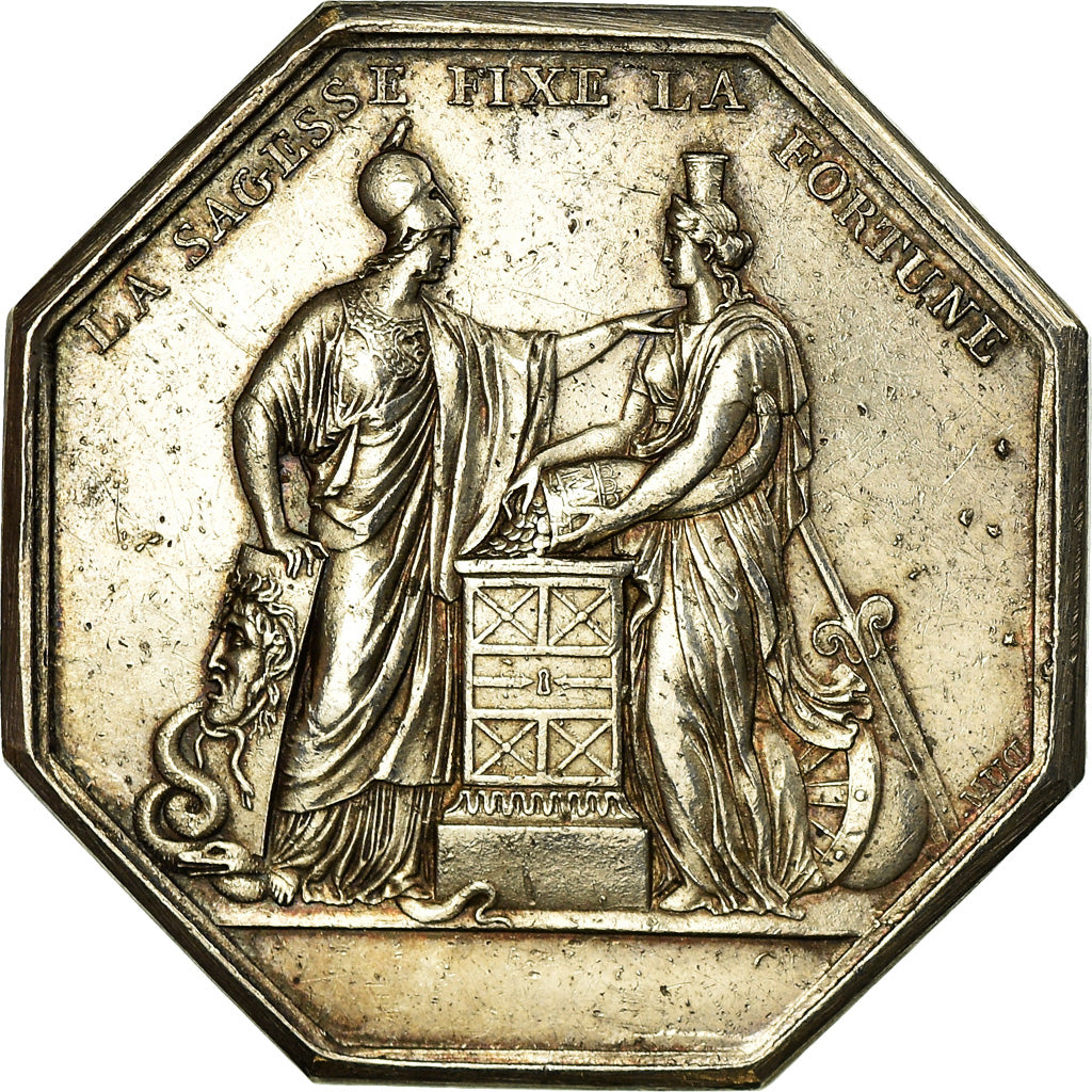 Francia, medalla, Banque de France, An VIII, Dumarest, MBC+, Plata