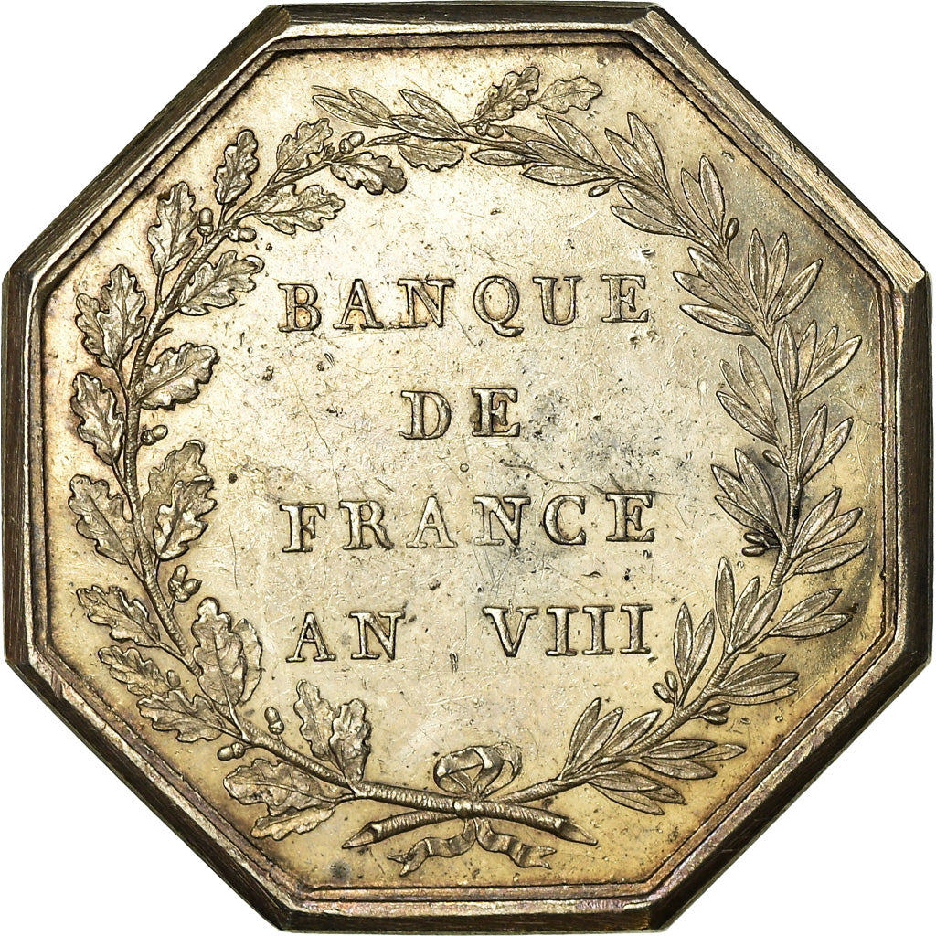 Francia, medalla, Banque de France, An VIII, Dumarest, MBC+, Plata