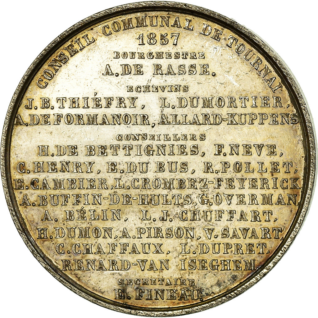 Belgique, Jeton, Conseil Communal de Tournai, 1857, SUP, Argent