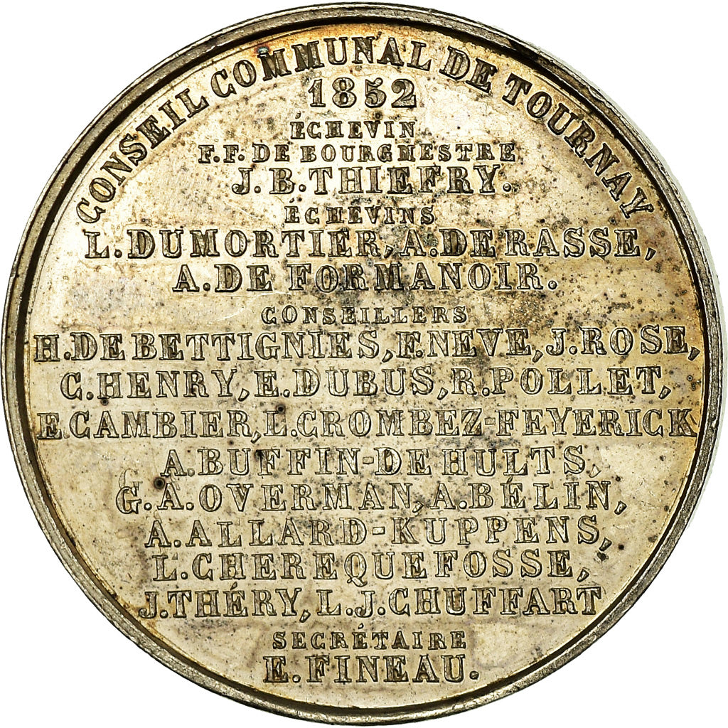 Belgium, Token, Conseil Communal de Tournai, 1852, AU(55-58), Silver