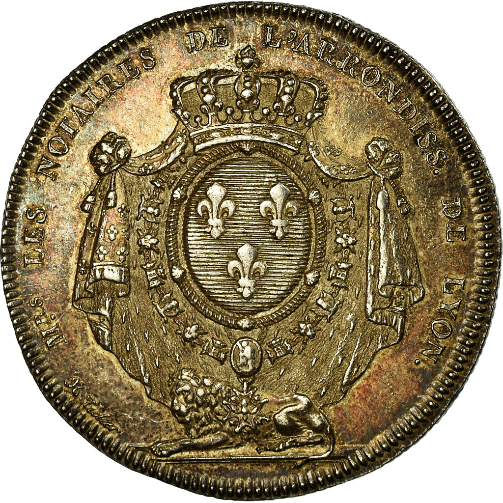 France, Token, Restauration, Notaires de Lyon, 1812, Tiolier, AU(55-58), Silver