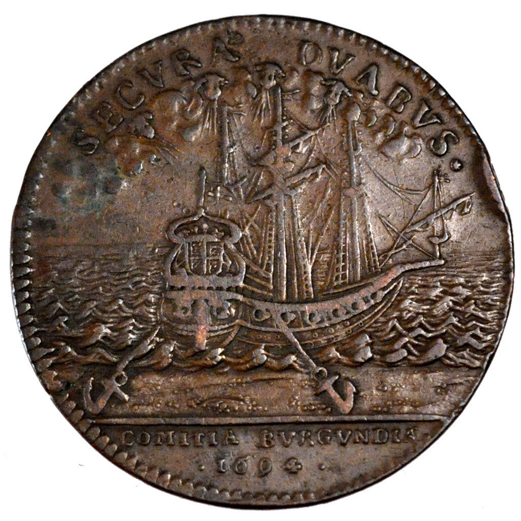 France, Royal, Token, 1694, EF(40-45), Copper, Feuardent #9824, 9.49