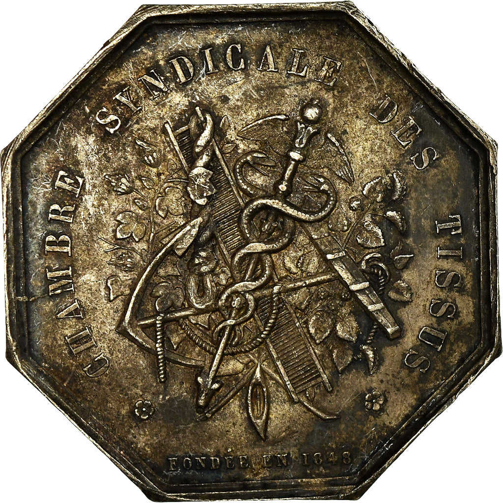 France, Médaille, Chambre Syndicale des Tissus, La Seine, 1848, Lesache, TTB+