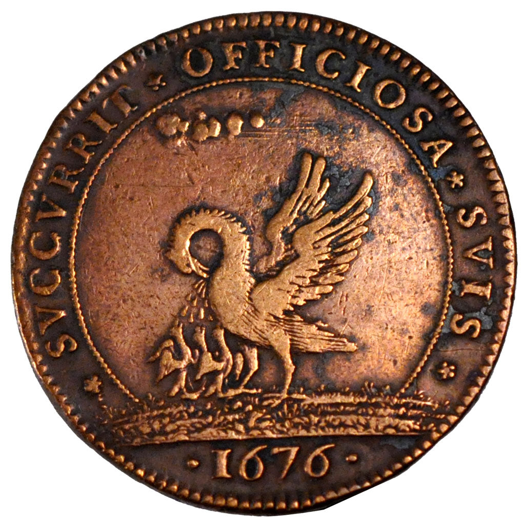 France, Royal, Token, 1676, VF(30-35), Copper, Feuardent #9811, 7.42