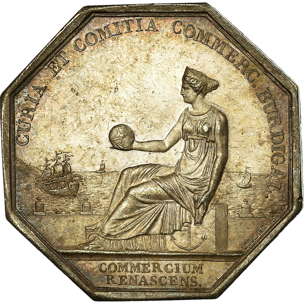 France, Token, Chambre de Commerce de Bordeaux, Tiolier, AU(50-53), Silver
