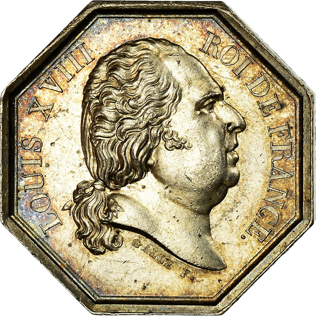 France, Jeton, Louis XVIII, Préfecture de Police, Galle, SUP, Argent