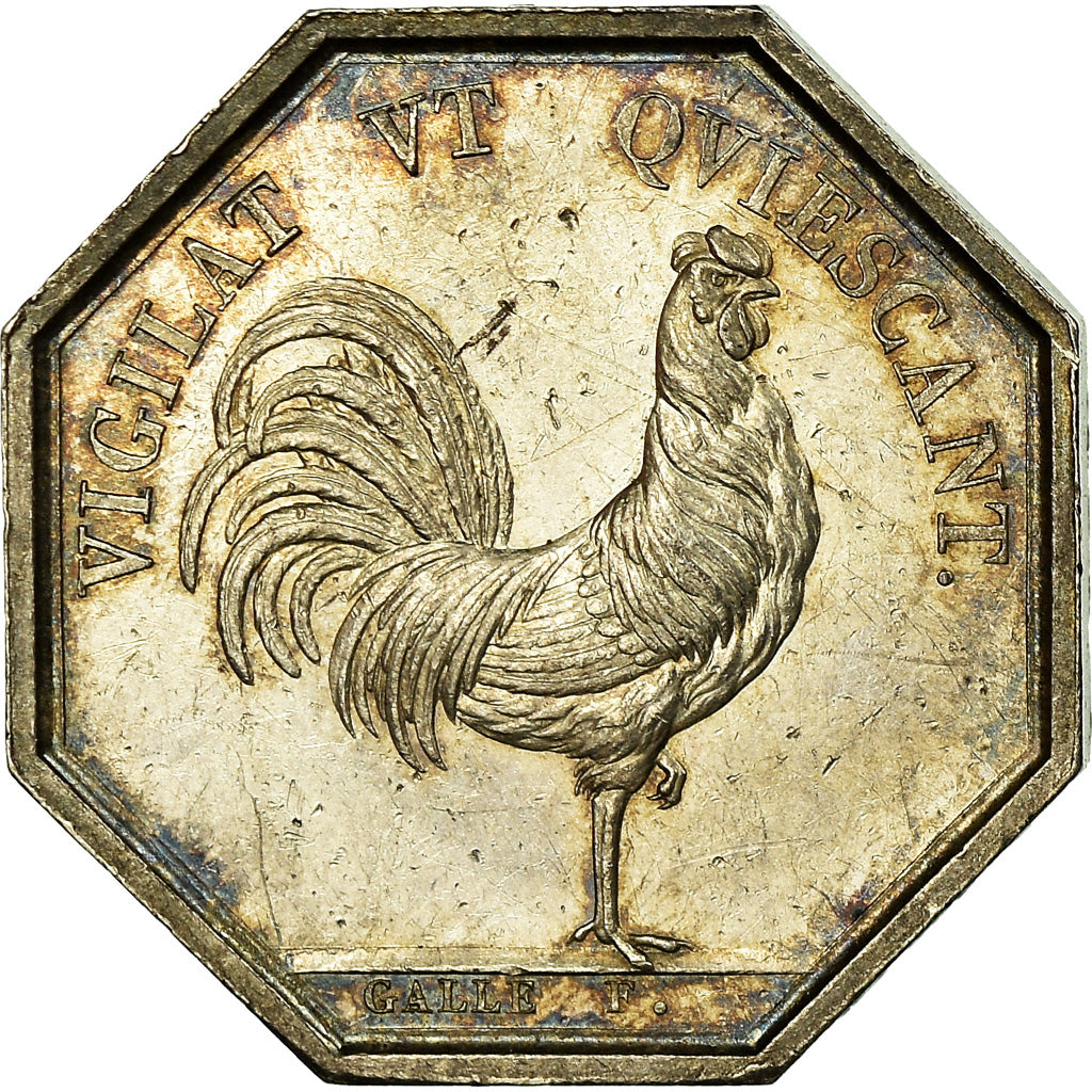 Francja, Token, Louis XVIII, Préfecture de Police, Galle, AU(55-58), Srebro