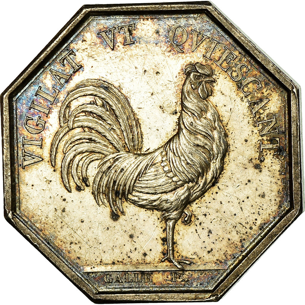 Francia, Token, Louis XVIII, Préfecture de Police, Galle, EBC, Plata