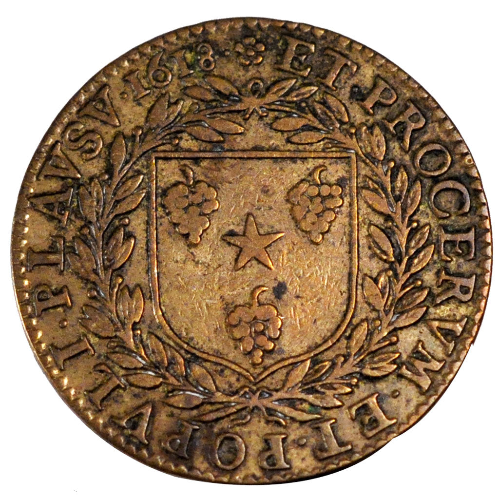 France, Royal, Token, 1618, EF(40-45), Copper, Feuardent #10.000, 6.40
