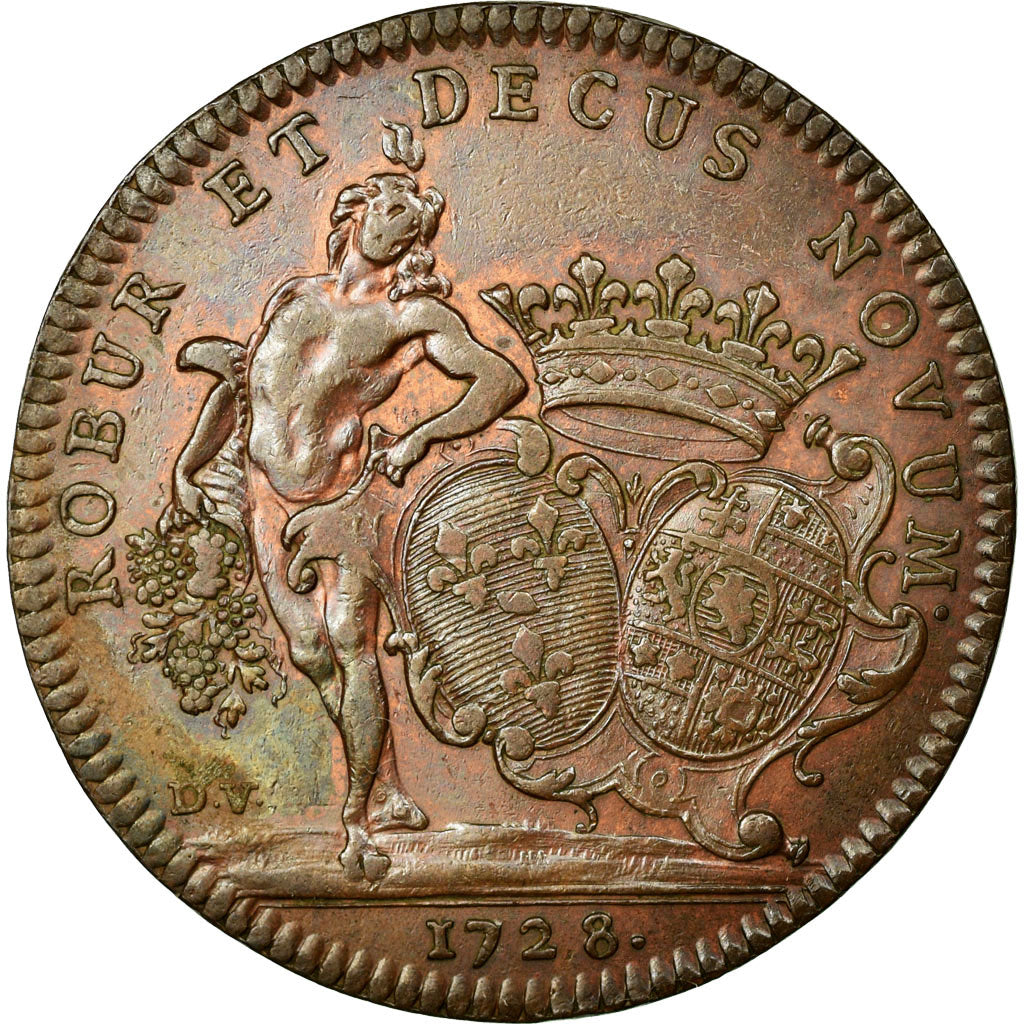 Francia, Token, Royal, 1728, BB+, Rame, Feuardent:9838