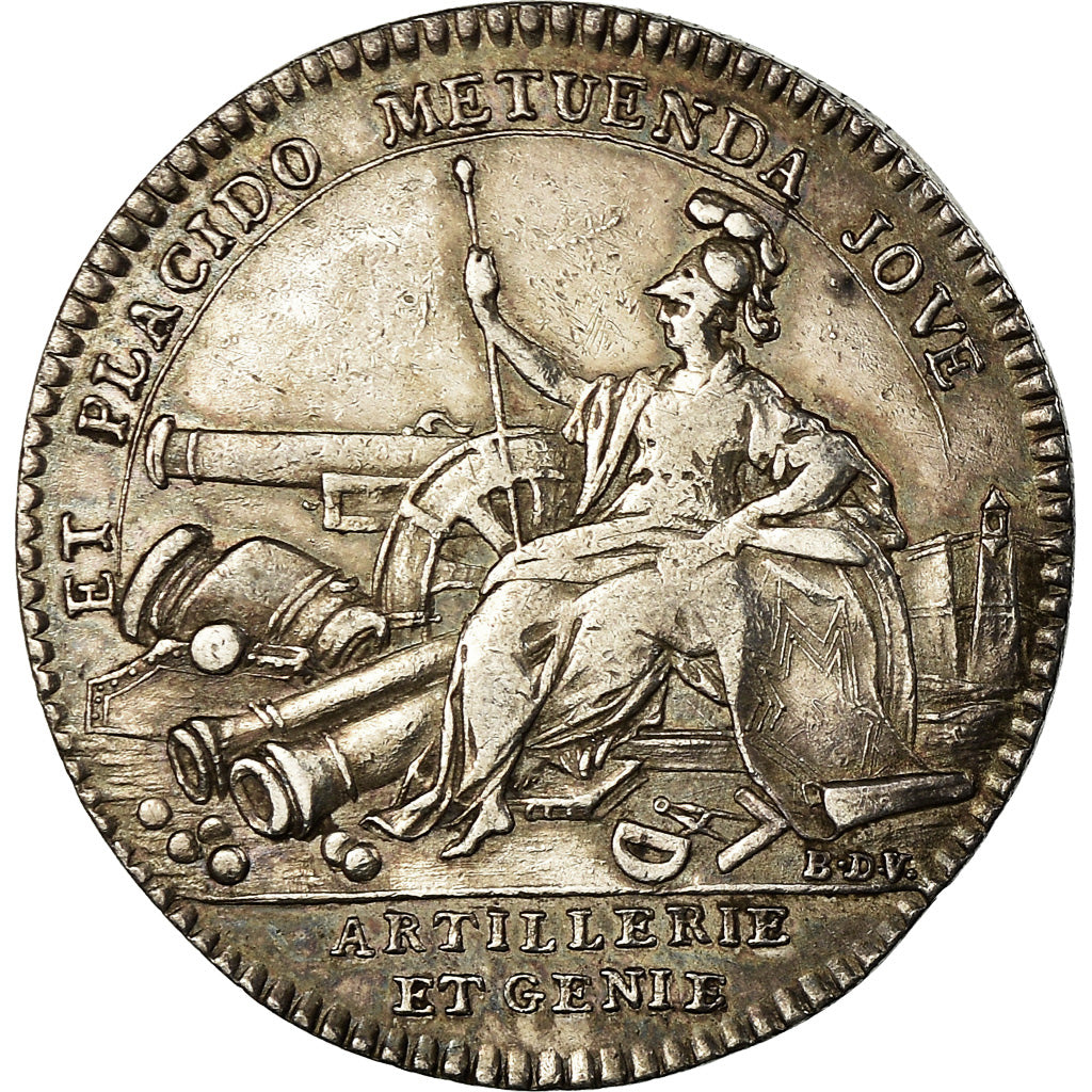 Frankrijk, Token, Louis XV, Artillerie et Génie, History, Duvivier, PR, Zilver
