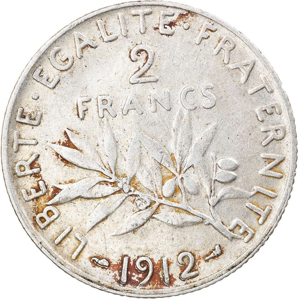 Coin, France, Semeuse, 2 Francs, 1912, Paris, VF(30-35), Silver, KM:845.1