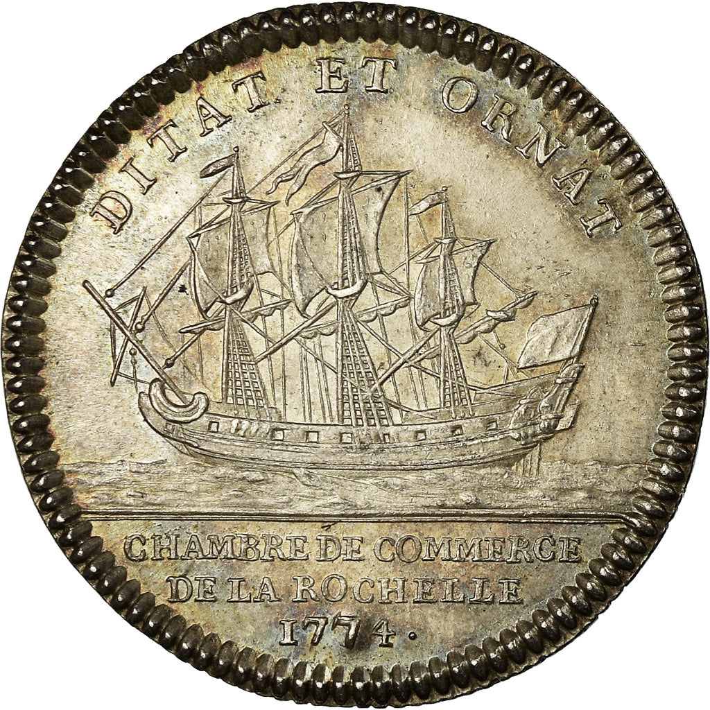 France, Token, Louis XV, Chambre de Commerce de La Rochelle, History, 1774