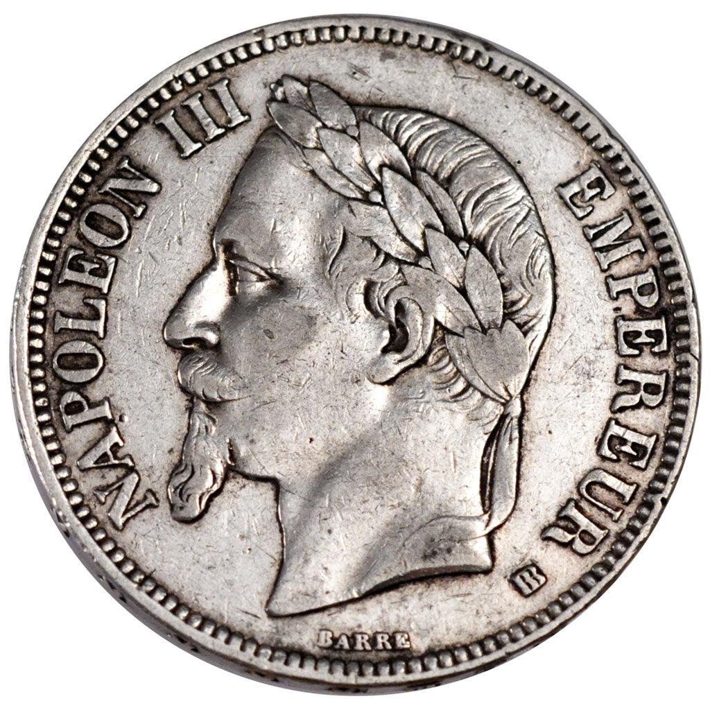 FRANCE, Napoléon III, 5 Francs, 1867, Strasbourg, KM #799.2, VF(30-35), Silver,