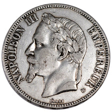 FRANCE, Napoléon III, 5 Francs, 1867, Strasbourg, KM #799.2, EF(40-45), Silver, 