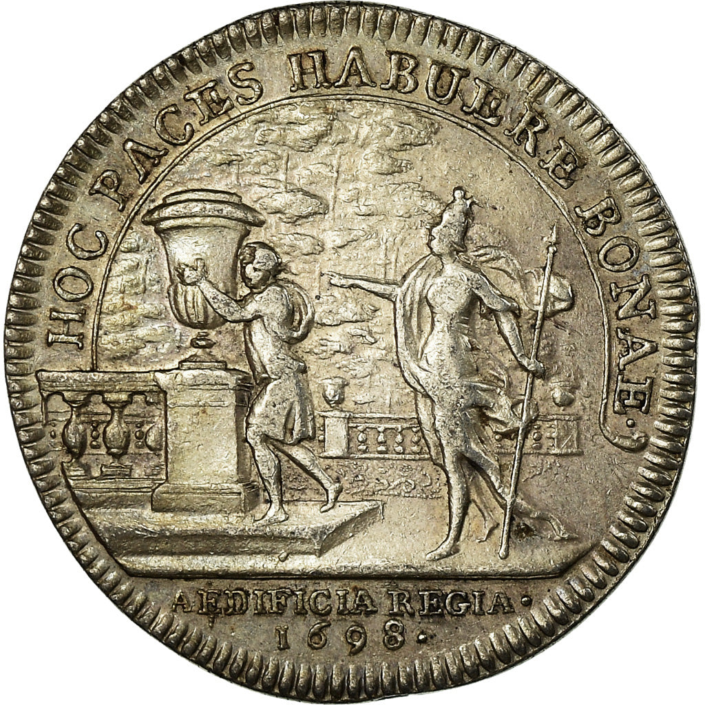Francia, Token, Louis XIV, Bâtiments du Roi, History, 1698, BB+, Argento