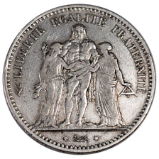 FRANCE, Hercule, 5 Francs, 1875, Paris, KM #820.1, EF(40-45), Silver, Gadoury...