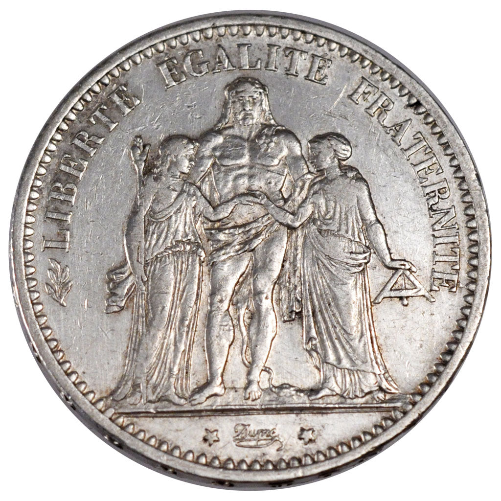 FRANCE, Hercule, 5 Francs, 1875, Paris, KM #820.1, AU(50-53), Silver, Gadoury...