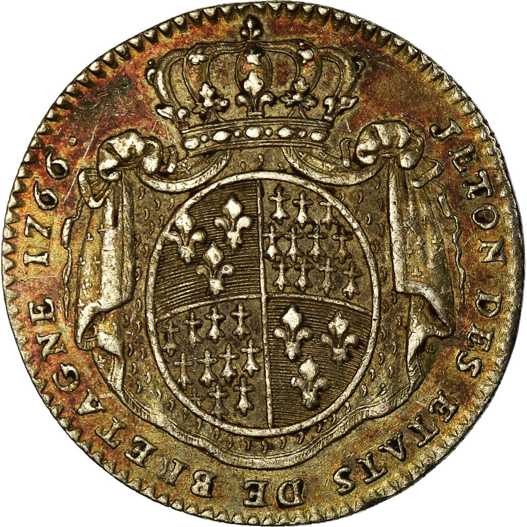 França, Token, Louis XV, Etats de Bretagne, Rennes, História, 1766, R.Filius