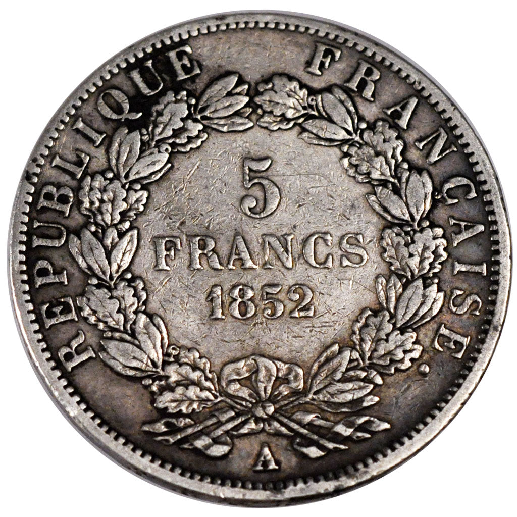 FRANCE, Napoléon III, 5 Francs, 1852, Paris, KM #773.1, VF(30-35), Silver, G...