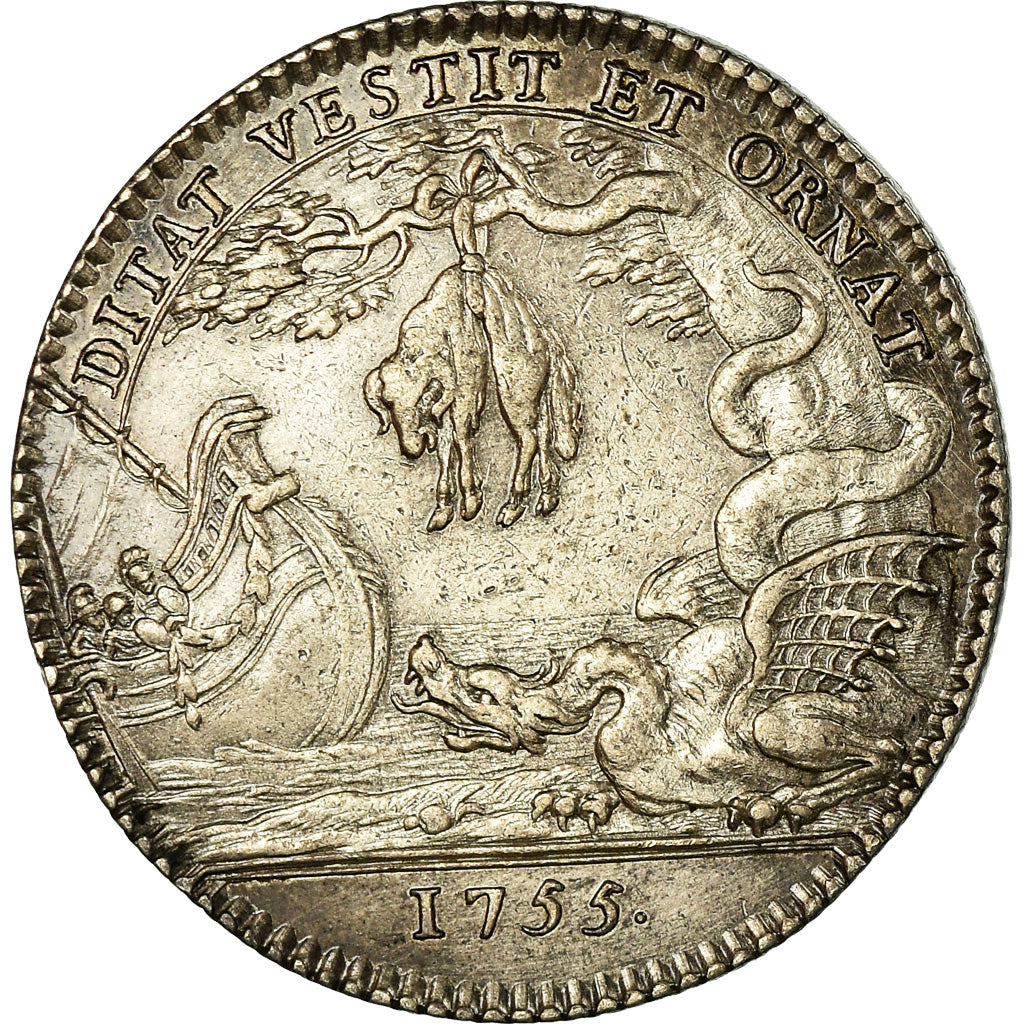 France, Token, Louis XV, Corporations, Drapiers de Lyon, History, 1755