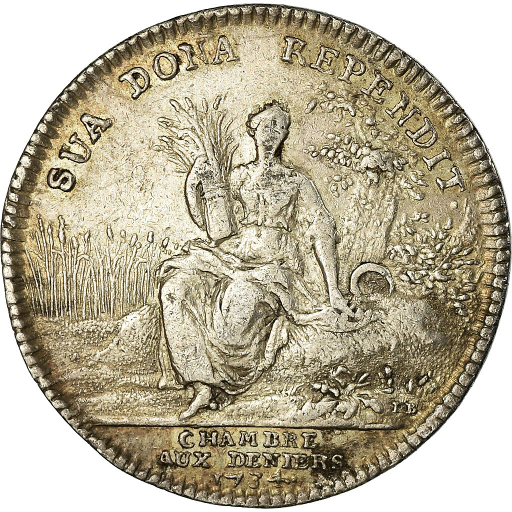 France, Jeton, Louis XV, Chambre aux Deniers, History, 1734, TTB+, Argent