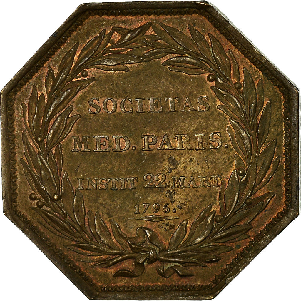 France, Token, Medicine, Société médicale de paris, 1796, AU(50-53), Bronze