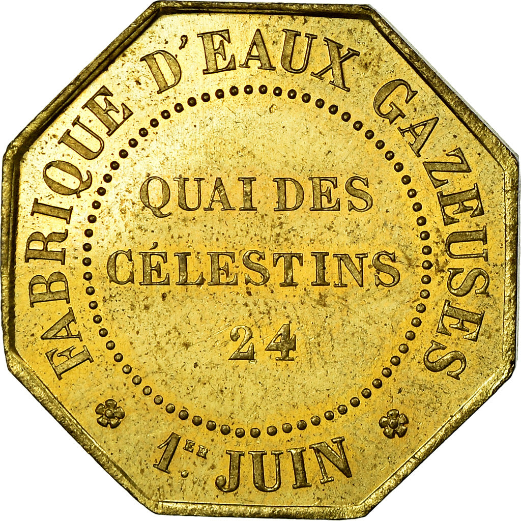France, Token, Quai des Célestins 24, Fabrique d'Eaux Gazeuses, 1853