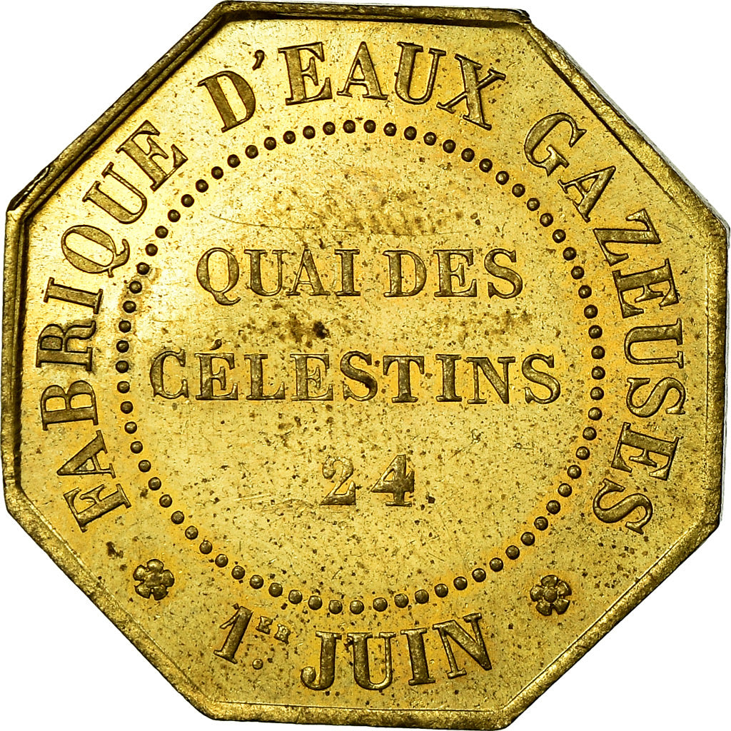 Francia, Token, Quai des Célestins 24, Fabrique d'Eaux Gazeuses, 1853, EBC