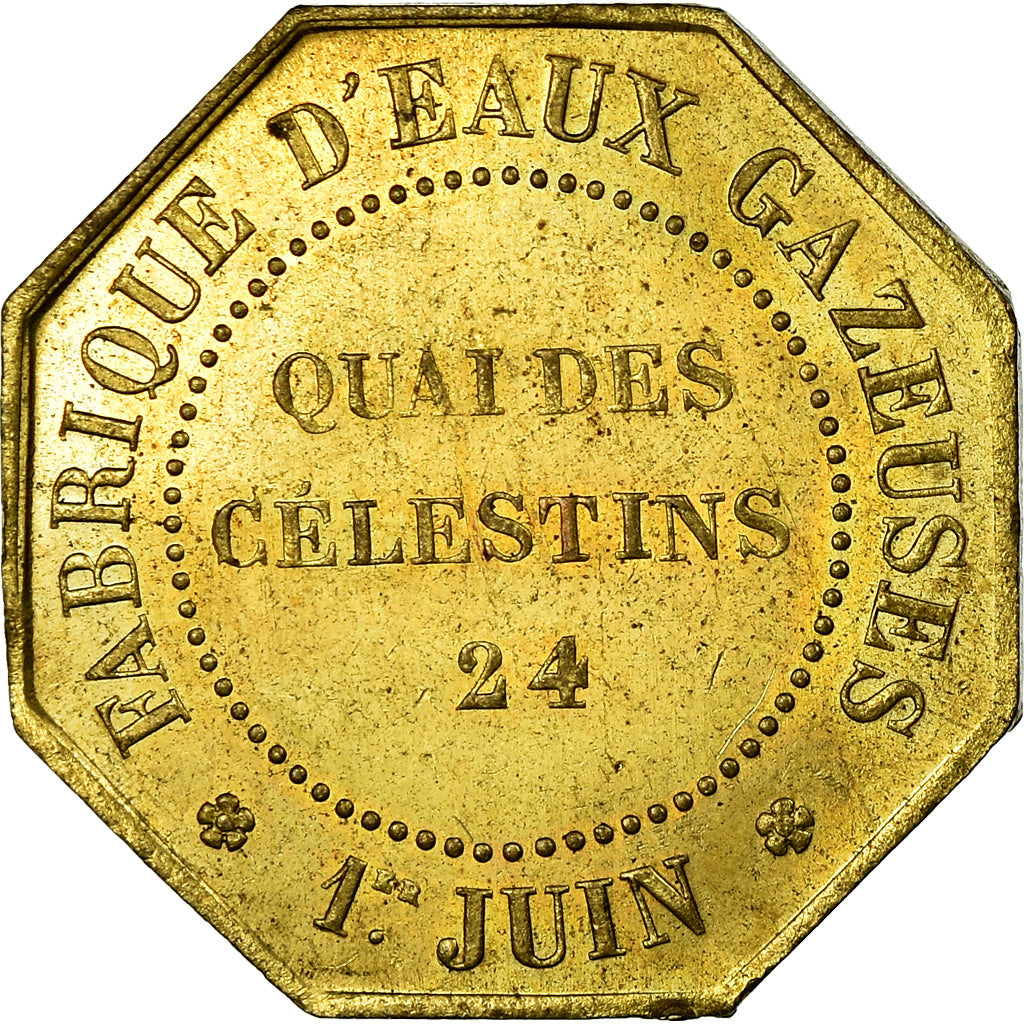 France, Token, Quai des Célestins 24, Fabrique d'Eaux Gazeuses, 1853