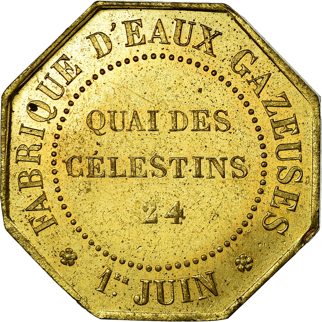 France, Token, Quai des Célestins 24, Fabrique d'Eaux Gazeuses, 1853