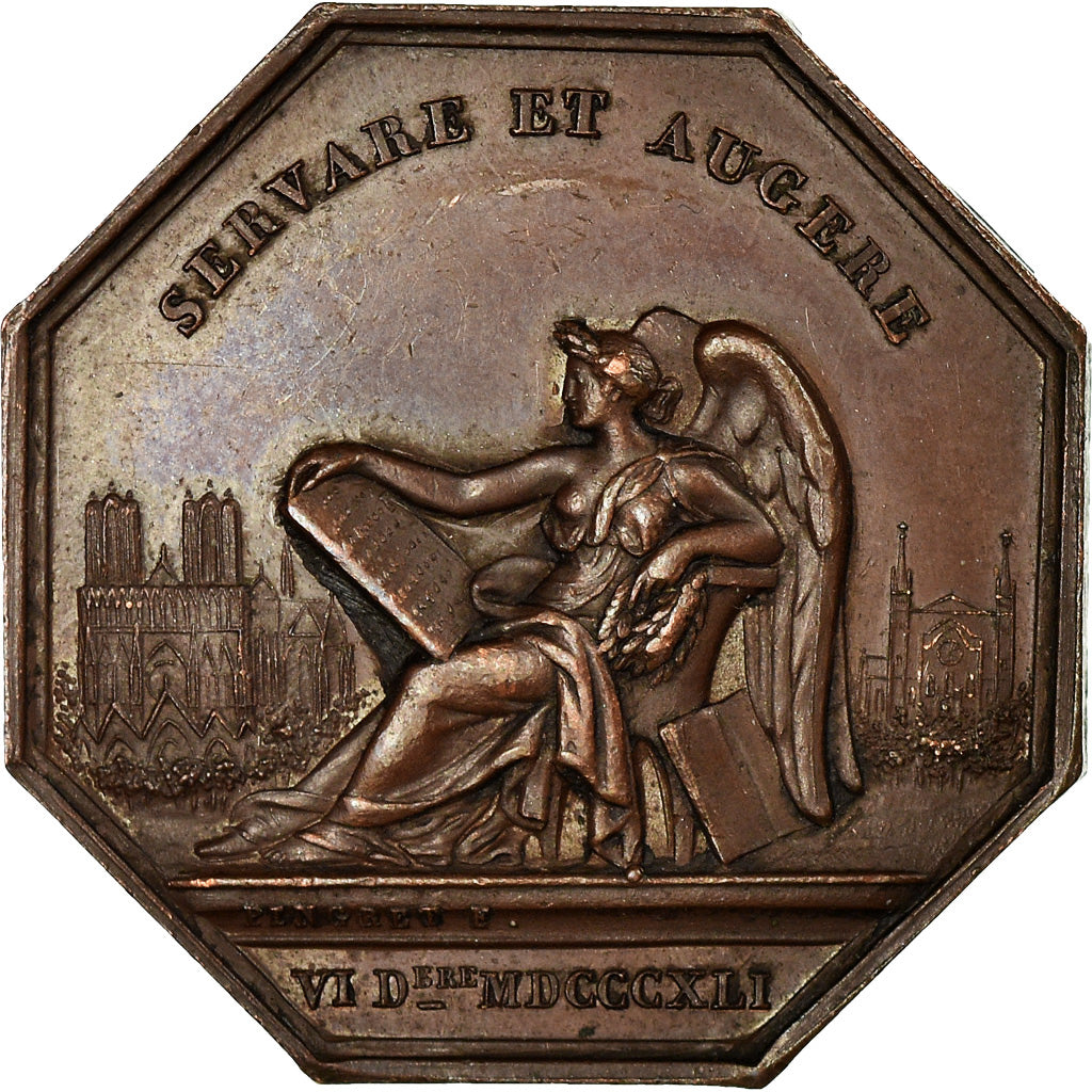 France, Jeton, Académie de Reims, 1841, Pingret, SUP, Cuivre