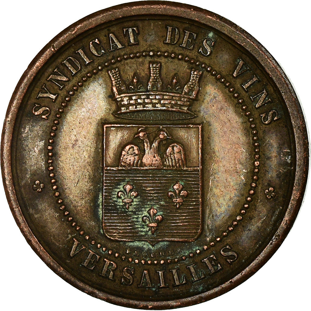 France, Jeton, Syndicat des Vins, Versailles, 1871, Bescher, TTB, Cuivre