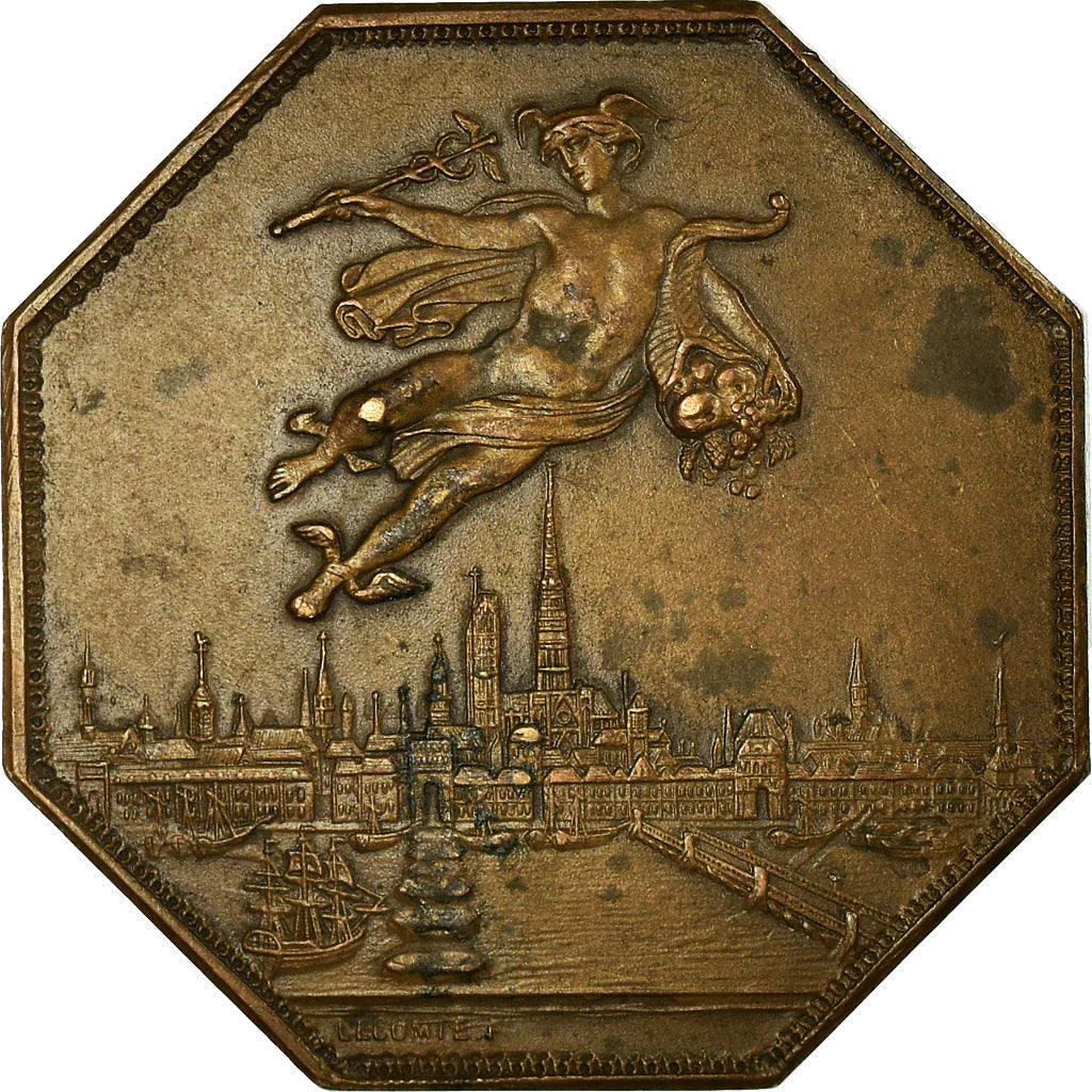 France, Token, Chambre de Commerce de Rouen, Lecomte, VF(20-25), Bronze