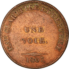 France, Jeton, Cuchet et Compagnie, Eau Clarifiée, Une Voie, 1807, TB+, Cuivre