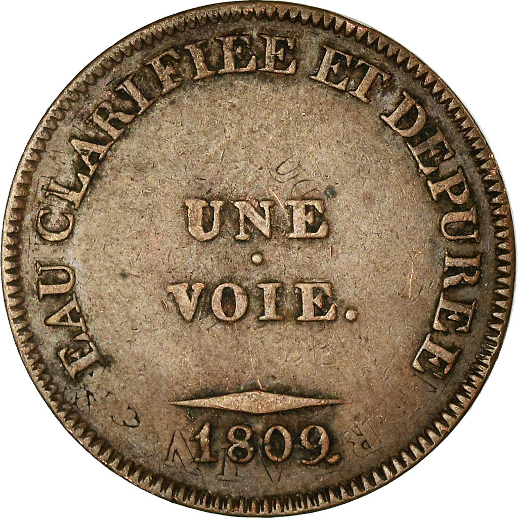 France, Jeton, Corporations, Eau Filtrée, Cloitre Notre-Dame, 1809, TTB, Cuivre