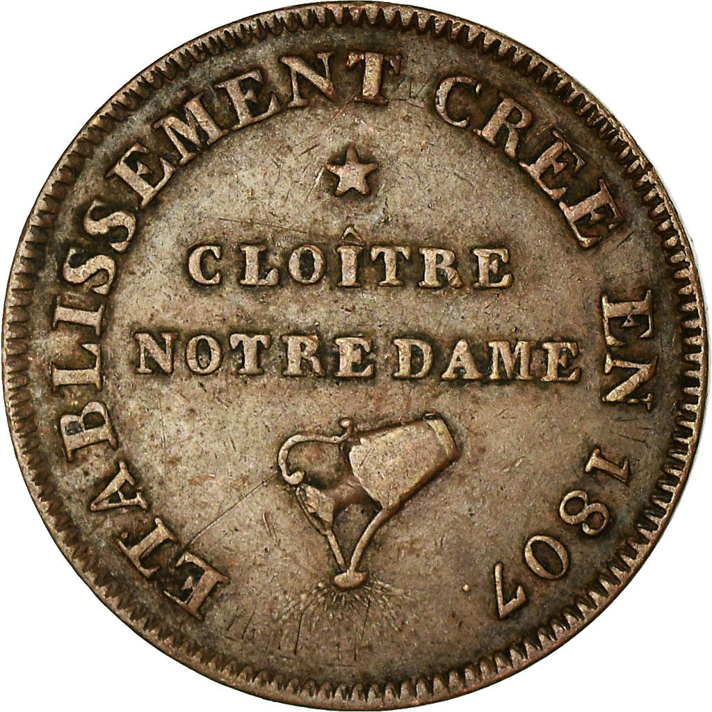France, Jeton, Corporations, Eau Filtrée, Cloitre Notre-Dame, 1809, TTB, Cuivre