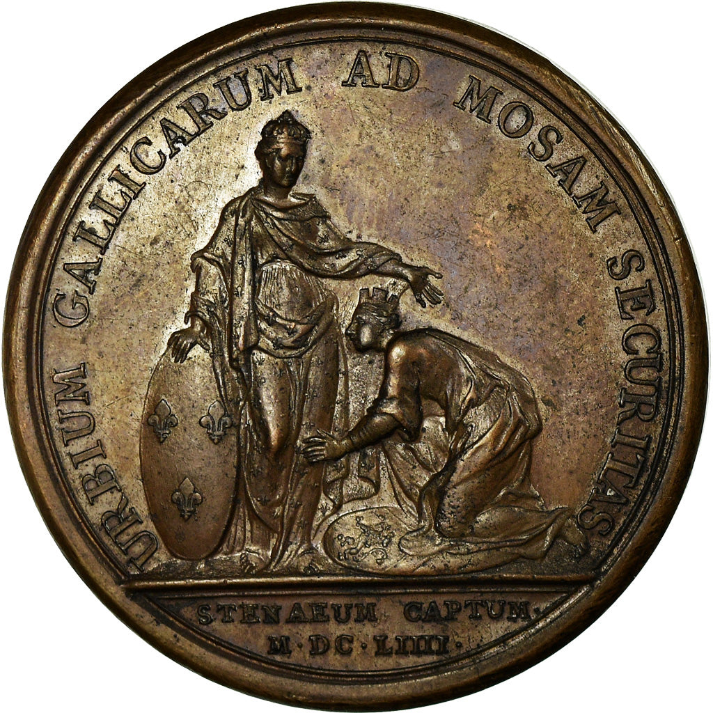 France, Medal, Louis XIV, Prise de Stenay, Sur la Meuse, 1654, Mauger