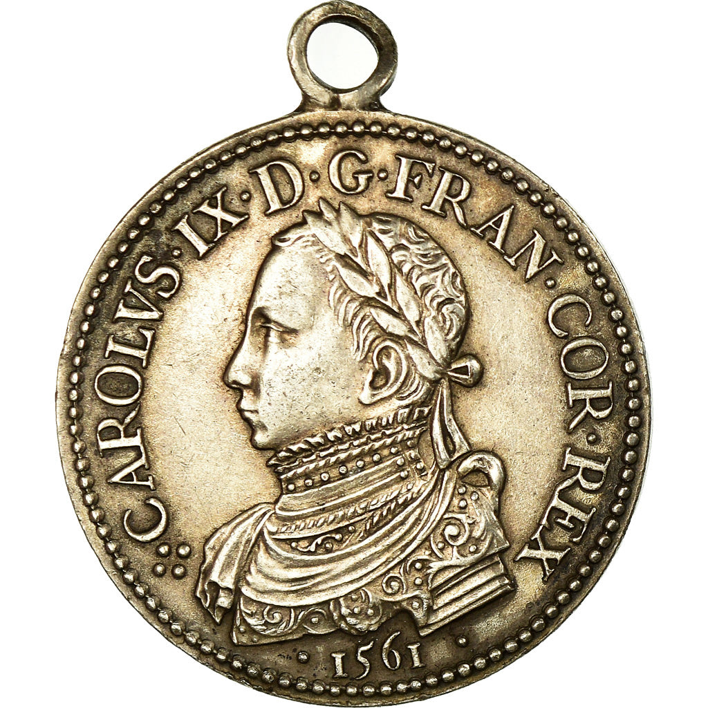 Frankrijk, Token, Sacre de Charles IX à Reims, PR, Silvered bronze