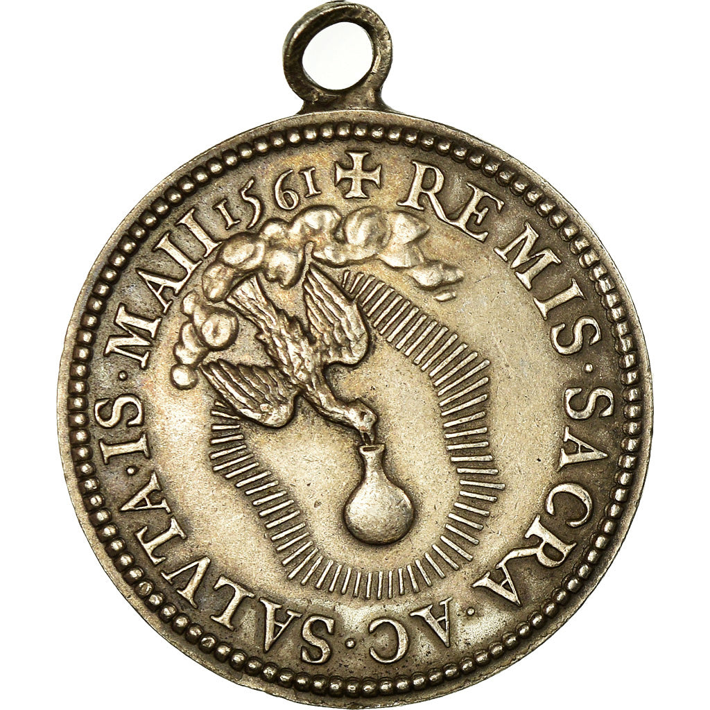 Frankrijk, Token, Sacre de Charles IX à Reims, PR, Silvered bronze