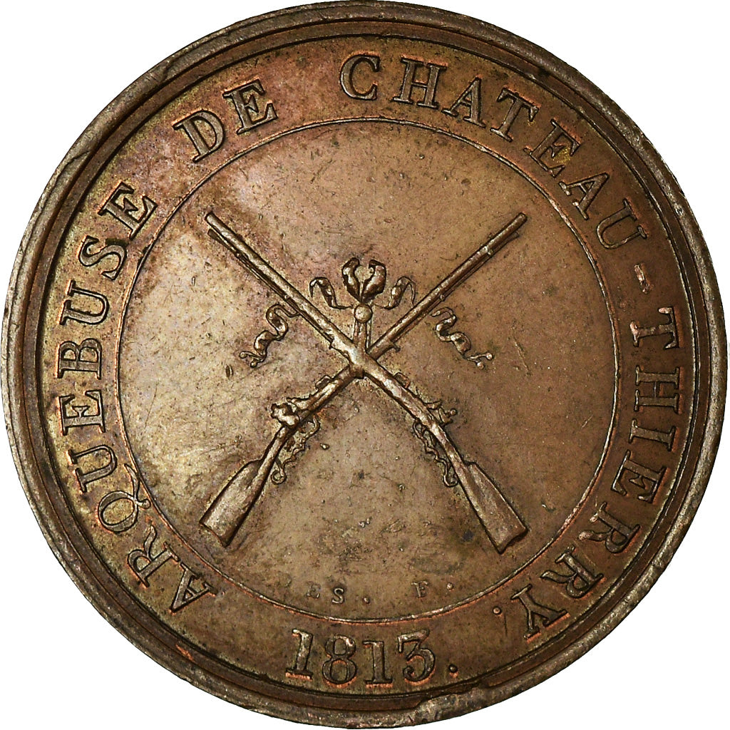 France, Token, Arquebuse de Château-Thierry, 1813, AU(50-53), Copper