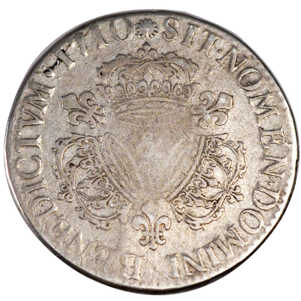 FRANCE, 1/2 Ecu, 1710, Aix en Provence, VF(20-25), Silver, Gadoury #199, 14.91