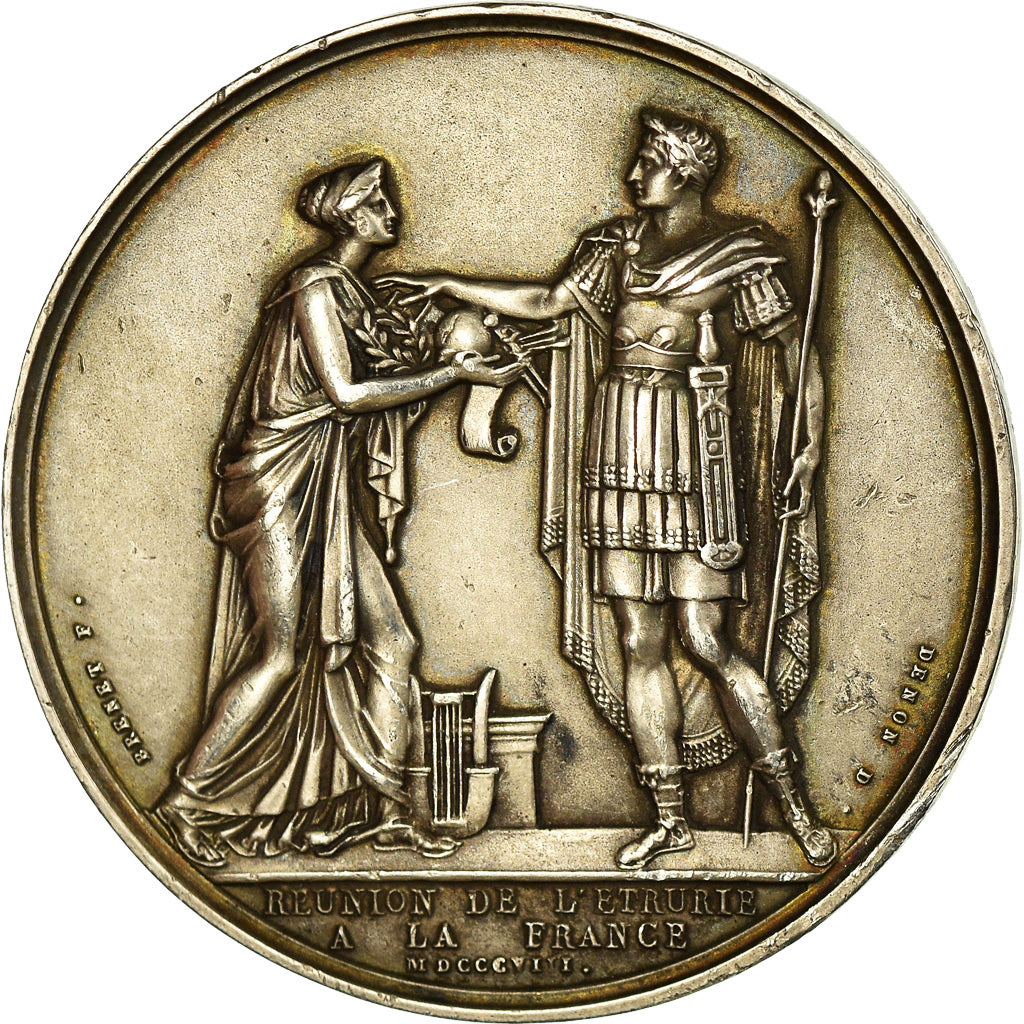 Frankrijk, Medaille, Napoleon I, Réunion de l'Etrurie a l'Empire, 1808, Denon