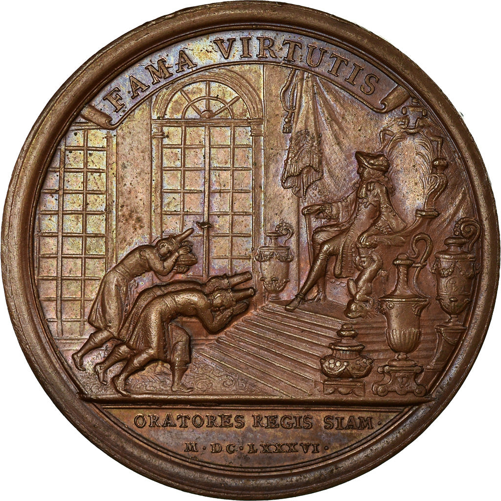 France, Médaille, Louis XIV, L'Ambassade Siamoise, 1686, Mauger, Refrappe