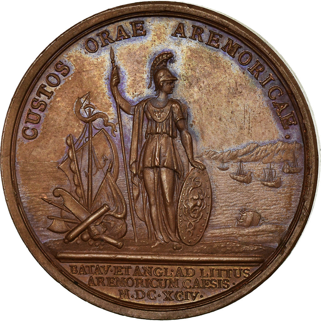 Francia, medalla, Louis XIV, Défaite des Anglais près de Brest, 1694, Mauger