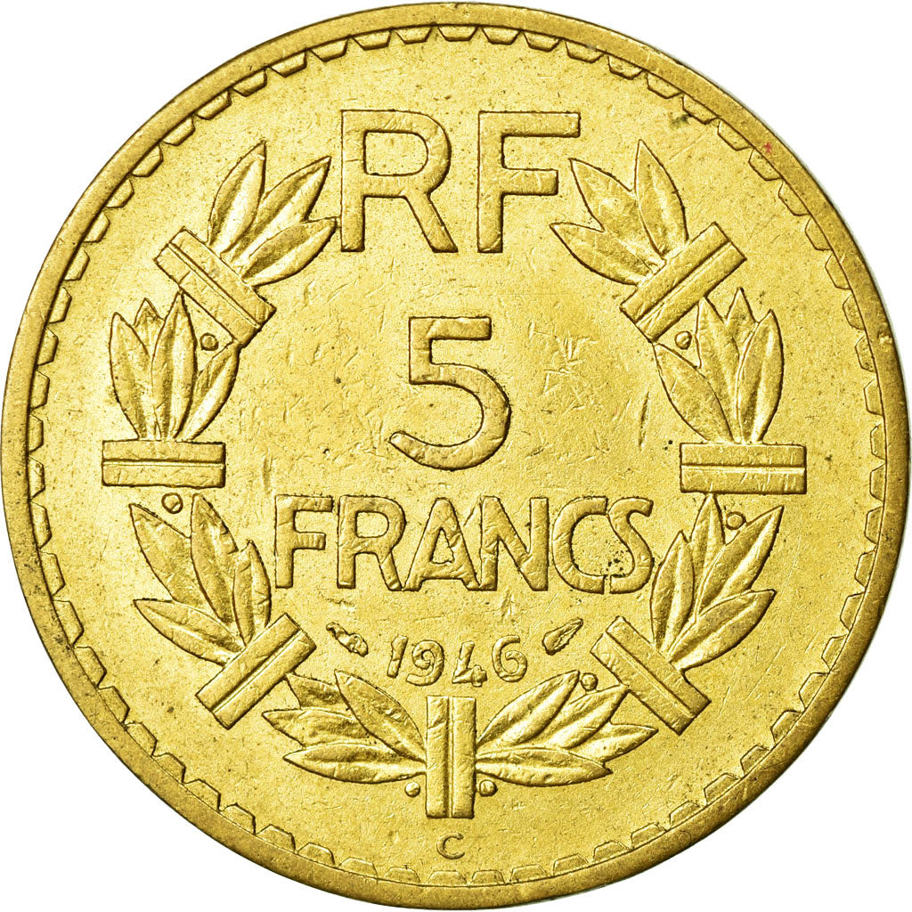 Coin, France, Lavrillier, 5 Francs, 1945, Castelsarrasin, AU(55-58)