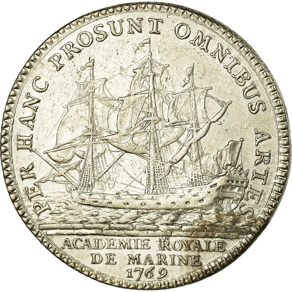 France, Token, Louis XV, Galères Royales, Académie de Marine, 1769, AU(55-58)