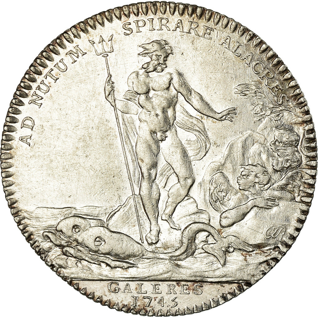 Francja, Token, Ludwik XV, Marine, Galères Royales, Historia, 1745, AU(55-58)